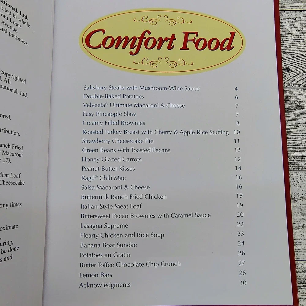 Comfort‎ Food Cookbook 2003 Hardcover Classic Recipes Cozy Home Cooking
